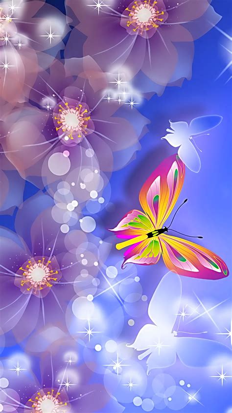 Floral Glow Flower Iphone Wallpaper Butterfly Wallpaper Beautiful