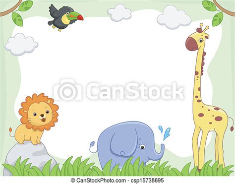 Safari Animal Frame Frame Illustration Featuring Cute Jungle Animals