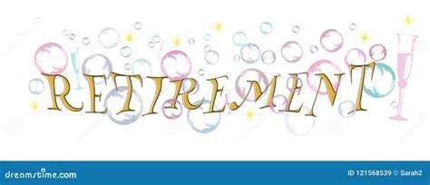 Happy Retirement Banner Background With Bubbles And Champagne Glasses