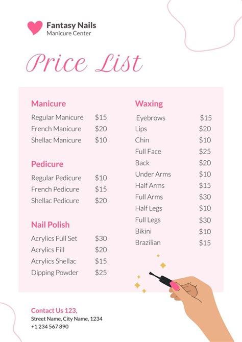 Free Fantasy Nails Manicure Center Price List Template In 2023 Nail Prices Fantasy Nails