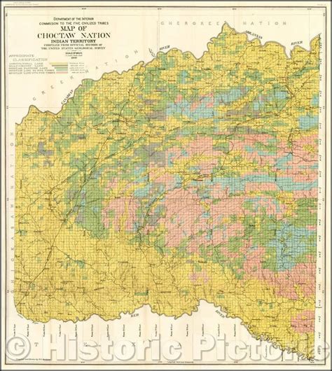 Historic Map Map Of The Choctaw Nation Indian Territory 1900 United