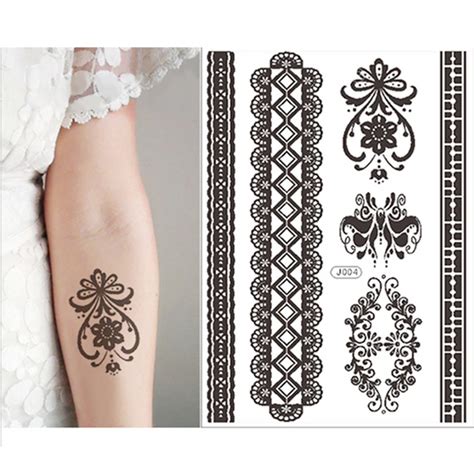 1 Sheet Black Lace Henna Tattoo Sticker Body Art Decals Temporary
