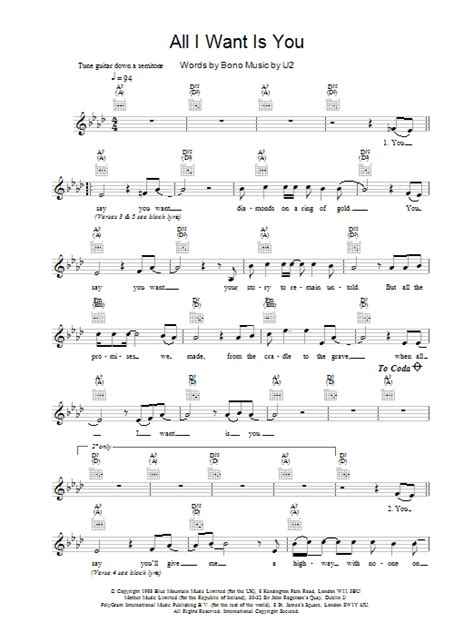 All I Want Is You Sheet Music Direct