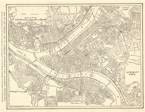 1908 Antique Pittsburgh Pennsylvania Street Map City Map Of Etsy
