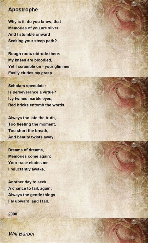 Apostrophe Poem by Will Barber - Poem Hunter
