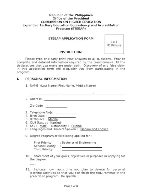 Eteeap Application Form Bachelors Degree Bachelor Of Science