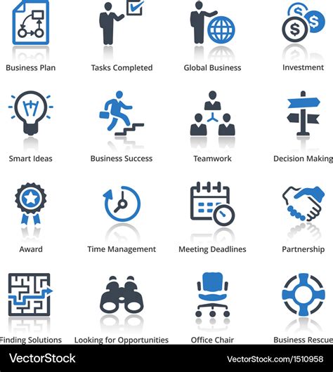 Business Icons Set 3 Blue Series Royalty Free Vector Image