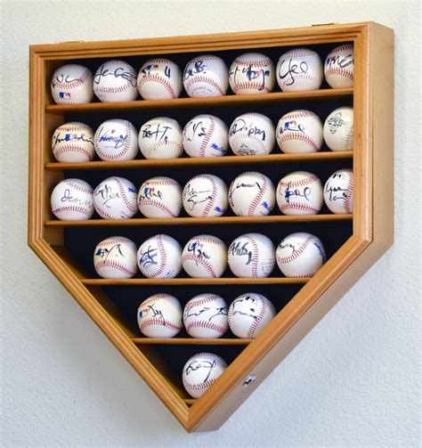 Hanging plate display wood rack and mug cabinet oak 48 wall plate. 30 Baseball Ball Display Case Cabinet Holder Rack Home ...