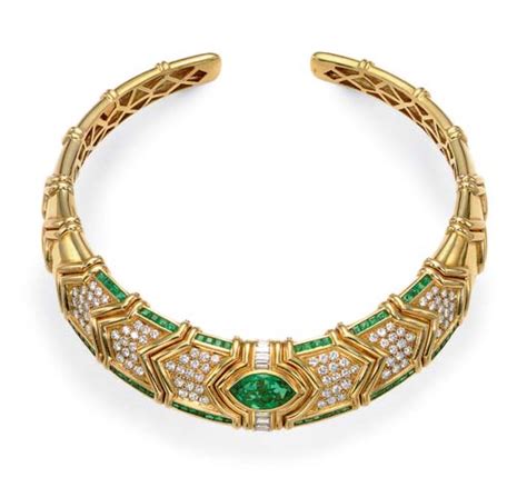 An Emerald Diamond And Gold Choker Necklace Christies