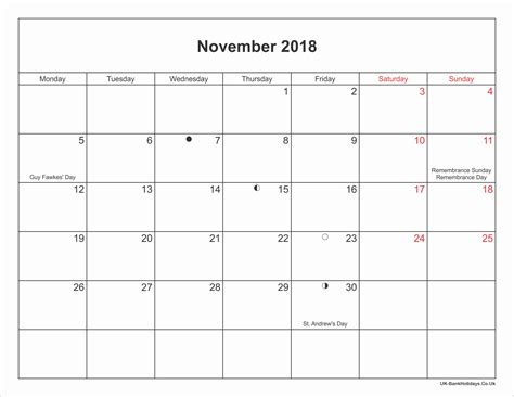 November 2018 Calendar With Holidays Holiday Printables Calendar
