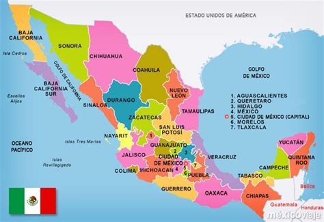 Mapa De La Republica Mexicana Con Nombres A Color Brainlylat Images