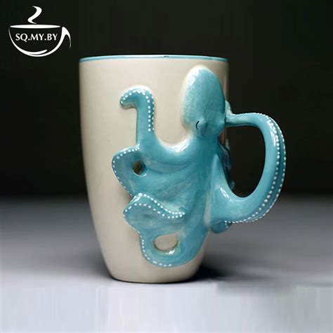 2016 New Arrival High Quality 3d Solid Animal Cup Octopus Hand Painted
