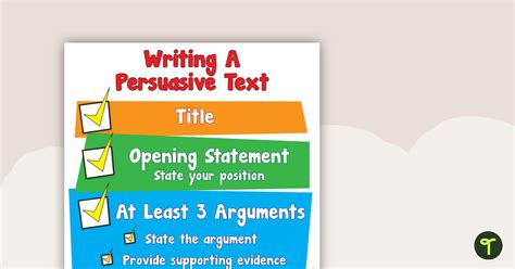 Writing A Persuasive Text Poster Teach Starter