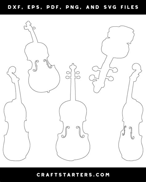Violin Outline Patterns Dfx Eps Pdf Png And Svg Cut Files