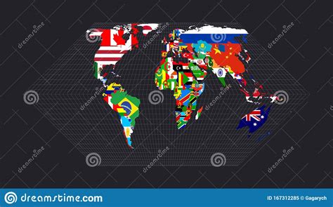 Worldmapwith Flags Of Each Country Stock Vector Illustration Of