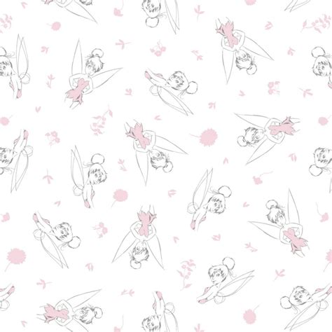 Disney Fabric Tinkerbell Fabric Tinkerbell Tossed In Pink Fabric By The