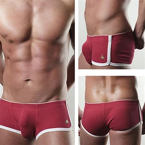 Men Sexy Low Waist Cotton Basic Patchwork Underwear U Convex Design