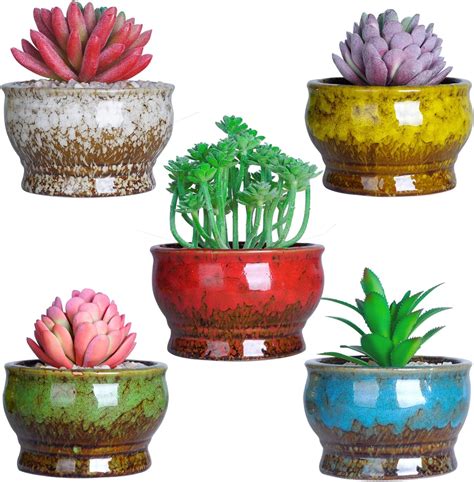 Artketty 11cm Cute Ceramic Succulent Planters Cactus Pots Modern Mini