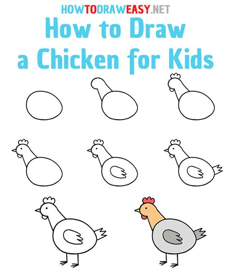 How To Draw A Chicken For Kids How To Draw Easy