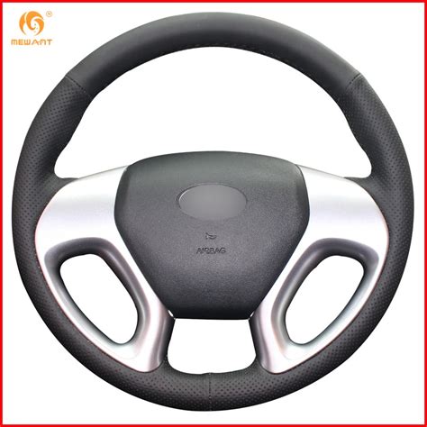 Mewant Black Genuine Leather Car Steering Wheel Cover For Hyundai Ix35