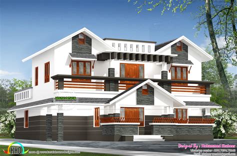Homes Design 2300 Sq Ft Mix Roof House Plan