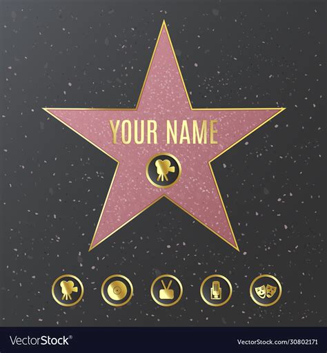 Hollywood Walk Fame Star Name Template Royalty Free Vector