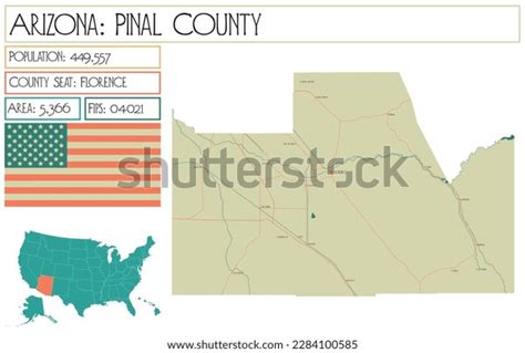 Large Detailed Map Pinal County Arizona Stock Vector Royalty Free
