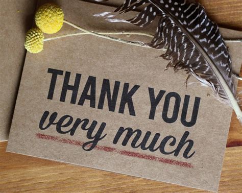 Thank You Card Set Of 10 Thank You Very Much Kraft Thank You