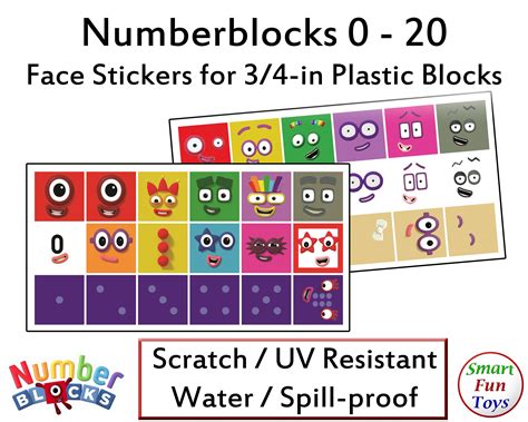 Numberblocks 0 20 Face And Body Stickers Waterproof Etsy