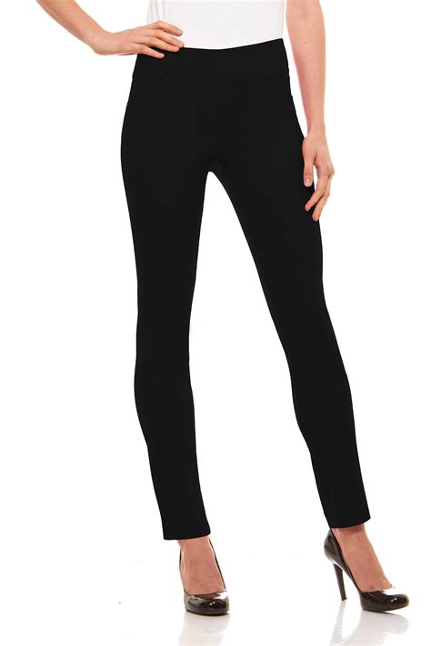 Velucci Womens Straight Leg Dress Pants Stretch Slim Fit Pull On Style Velucci Black S