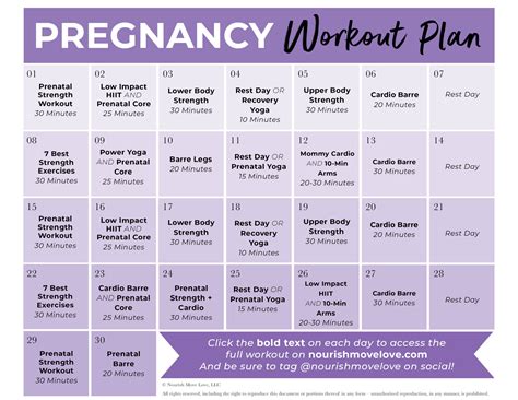 30 Day Pregnancy Workout Plan Nourish Move Love