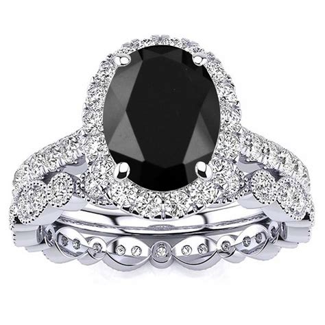 Black Onyx Wedding Ring Set Black Onyx Ring In White Gold Etsy