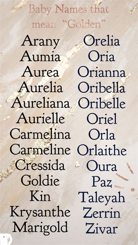 Baby Names That Mean Golden Writing Inspiration Prompts Baby Names
