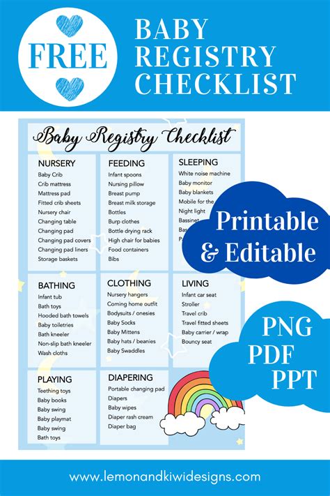 Free Printable And Editable Baby Registry Checklist — Lemon And Kiwi Designs