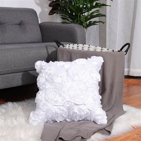 3d Satin Rose Flower Throw Pillow Cover Shellspure Floral Cushion