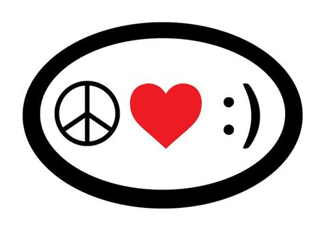 Peace Love And Happiness Oval Decal Vinyl Or Magnet Bumper Sticker