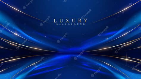 Premium Vector Blue Luxury Background With Golden Line Decoration And