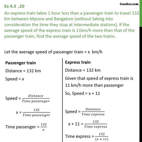 Question 10 An Express Train Takes 1 Hour Less Than A Ex 43