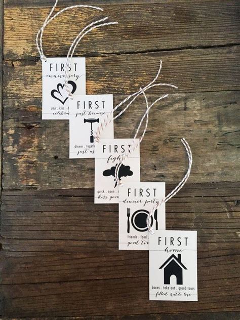A Year Of Firsts Wine Tags Free Shipping Bridal Shower Etsy