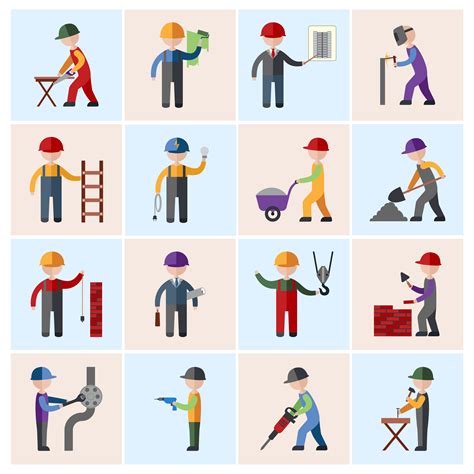 Flat icons, material icons, glyph icons, ios icons, font icons, and more design styles. Construction worker icons flat - Download Free Vectors ...