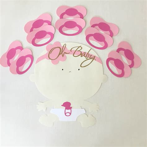 Oh Baby Baby Shower Game Baby Girl Shower Decorations Pin The Pacifier