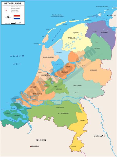 Situado en europa, con zonas como holanda, y cuya capital es amsterdam. Mapa Holanda En Europa