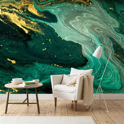 Green Tones Marble Design Wallpaper Peel And Stick Natural Etsy