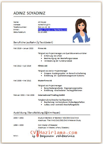 Almanca CV Örnekleri CV Hazırlama