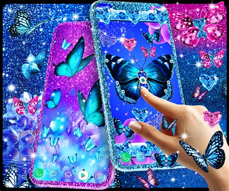 Blue Glitter Butterflies Live Wallpaper For Android Apk