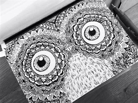 Owl Eyes Zentangle By Ellyp99 Owl Drawing Zentangle Eyes Diary