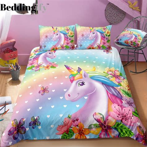 3d Cute Unicorn Bedding Set Unicorn Bedroom Decor Rainbow Bedding