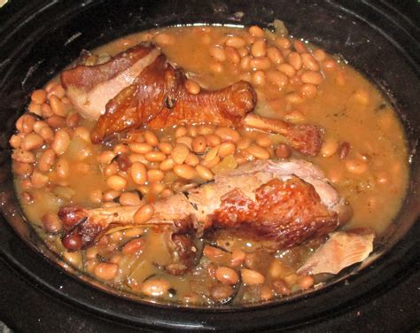 christine s cooking crock pot smoked turkey legs with pinto beans and bacon corn bread