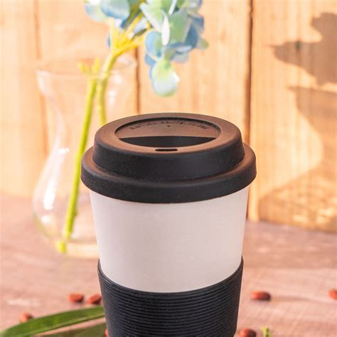 Reusable Coffee Cup Travel Mug Eco Friendly Bamboo Fibre 400ml Set