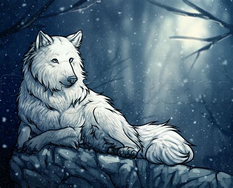 How To Draw A White Wolf Step By Step Forest Animals Animals Free